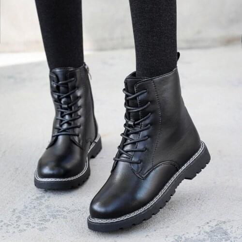 Girls Boots 2021 Autumn Winter New Children Fashion Leather Boots Short Snow Boots Shoes for Girls Kids STQ064