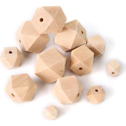 50pcs 20mm Hexagon Natural Wooden Beads Unfinished Baby Teether Wooden Teething Jewelry Necklace Beads