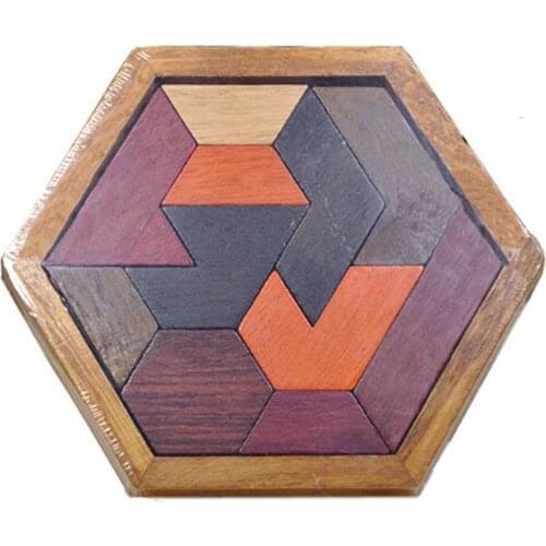 Wooden Tangram Brain Teaser Puzzles Preschool Childrens Play Fun Wood Toy