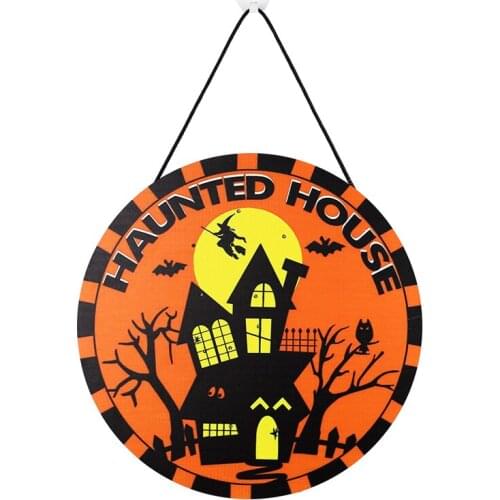 Home Decor Halloween Wooden Hanging Ornament With Led Lights Creative Wall Art Decoration For Home Living Room Bedroom