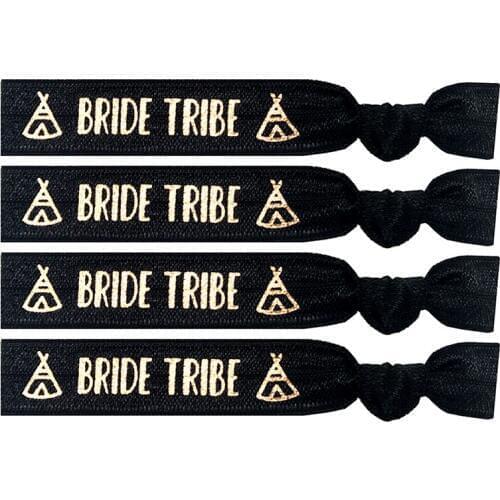 100 pcs/lot High Quality Bride Tribe Teepee Printed Elastic Hair Band Black Pink Knotted Hair Tie Bracelet Girls Ponytail Holder