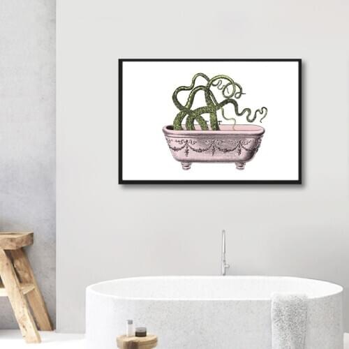Canvas Modern Home Decoration Funny Bathroom Octopus Poster Print Painting Wall Artwork Nordic Picture For Living Room Modular