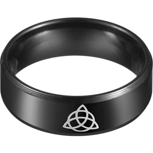 Fashion Black Color Celtics Knot Magic Ring Stainless Steel Irish Concentric Knot Signet Men Ring For Vikings Amulet Ring