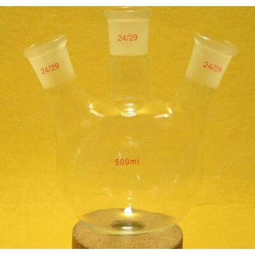 500ml 3 Neck Flask,24/29 ,Round Bottom Flask,RBF 500ML,Lab Glassware