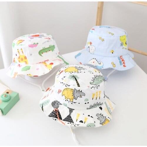 Summer Baby Sun Hat Boy girl UV Protection Cap Children Beach Girls Cartoon Print Bucket Hats Sun Head Wear Infant Caps