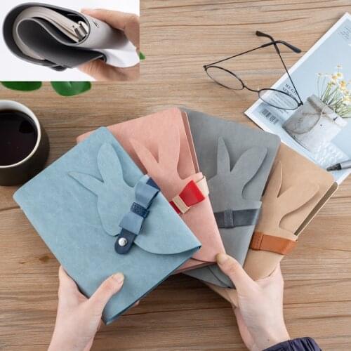 A6 Cute Diary Soft Leather Refillable Binder Bullets Travel Journals For Girl Rabbit Dotted Notebook Planner