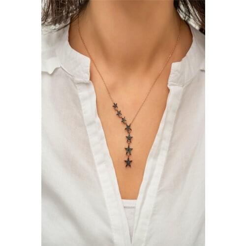 Star Model Zircon Stone Necklace for women desire Fashion Jewelry 925 Sterling Silver