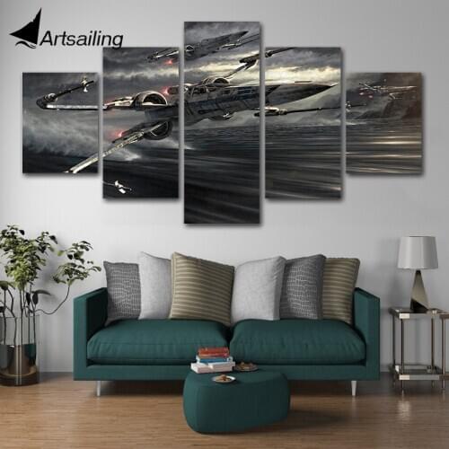 Modular Poster HD Prints Home Decor 5 Pieces Fighter Vehicle Aircraft Modern Canvas Paintings Wall Art Pictures Bedroom