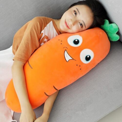 Dorimytrader Cuddly Soft Carrot Plush Pillow Big Cartoon Vegetable Carrots Toy Nap Pillow Cushion for Girl Gift 70CM 90CM