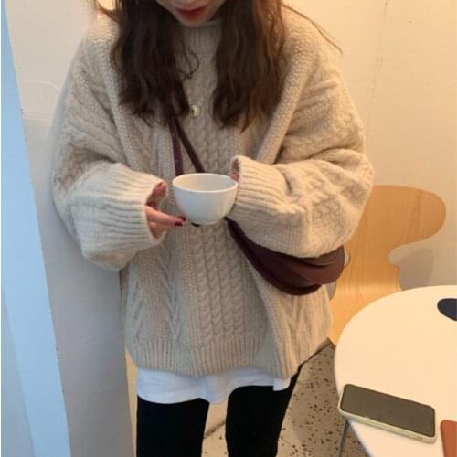 2021 new womens spring and autumn retro western style casual pullover knitted sweater women loose temperament all-match blouse