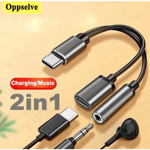 2 In 1 Type C To 3.5mm Converter Charger Aux Audio Charging Cable Adapter Splitter Headphone Jack USB C Cable For Huawei Xiaomi
