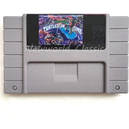 Teenage Mutant Hero Turtles IV Turtles in Time USA Version for 16 bit Gray Video Game Cartridge Card For NTSC Game Player