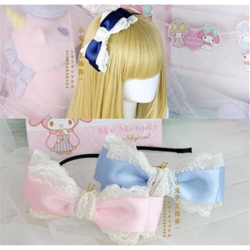 Japanese Girl KC Headband Sweet Lolita Lace Bow Hair clasp Headwear Cosplay hair hoop Hair Accessories B599