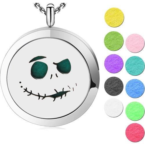 AMYA Silver Jewelry Ghost Aromatherapy Essential Oils Stainless Steel pendant Perfume Diffuser Necklace Locket
