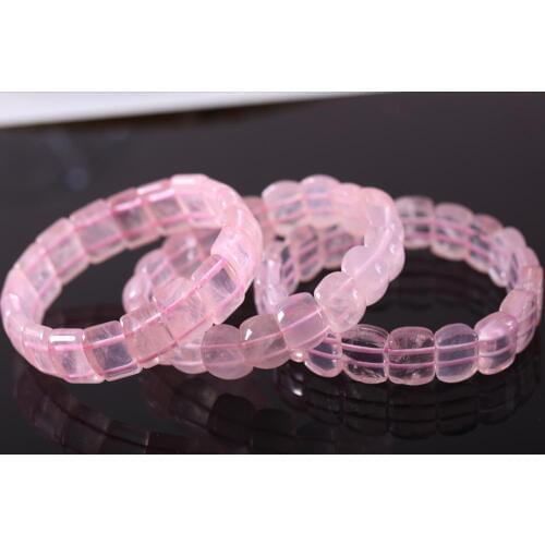 CharM Cord Stretch Bracelet Natural Stone Pink Crystal Bead Bangle for Women Girls Jewelry Gift 8"1Pcs H012