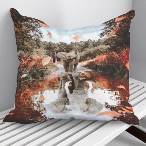 Baby Elephant Reflection Throw Pillows Cushion Cover On Sofa Home Decor 45*45cm 40*40cm Gift Pillowcase Cojines Dropshipping