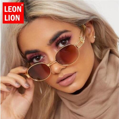 LeonLion 2021 Punk Sunglasses Women Vintage Oval Glasses Women/Men Vintage Eyewear for Women Steampunk Gafas De Sol Hombre