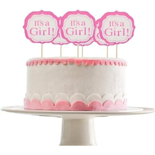 48pcs Its a girl boy Baby Shower Party Decorate Cupcake Toppers Kids Favors Birthday party supplies Blue Pink Cake Toppers