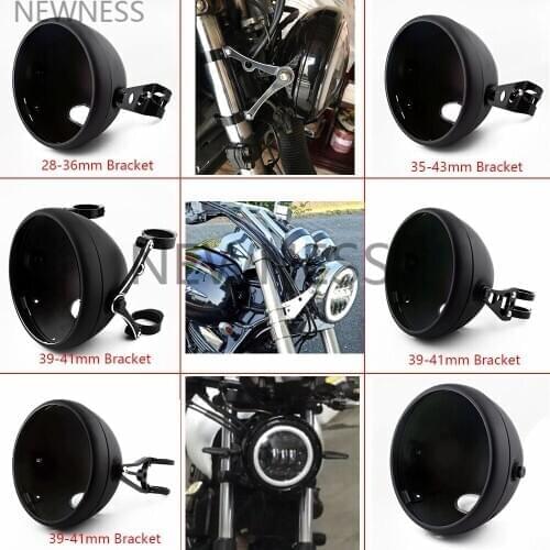 7"Motorcycle Headlight Cover LED Headlight Housing Side Mount Bracket Universal Bucket Shell Lighthouse For Harley Outside Shell