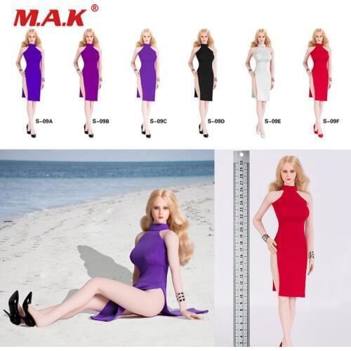 In Stock S-09 1/6 Scale Female Figure Accessory Sexy Double split Long Skirt Set & High Heels & Bracelet Accessory for 12'' Body