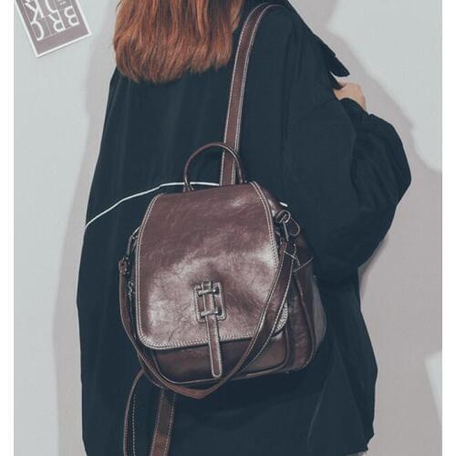 Vintage Backpack Female Pu Leather Womens Backpack Fashion School Bag Backpacks for Teenger Girl Leisure Shoulder Bag Mochila