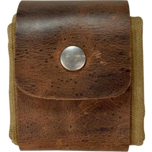 Waxed Canvas Foraging Pouch Collapsible Leather Outdoor Waist Belt Pocket with Drawstring for Hiking Beachcombing ASD88