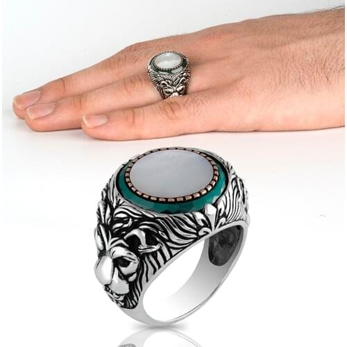 High-quality 925 Sterling Silver Pearl Stone Ring Jewelry Made in Turkey Beautifully Crafted for men with gift All Size Luxury