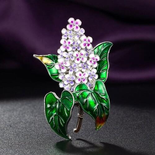 Zlxgirl jewelry 2021 New arrival Drop oil plant flower brooch jewelry purple Enamel flower womens wedding hijab accessory broch