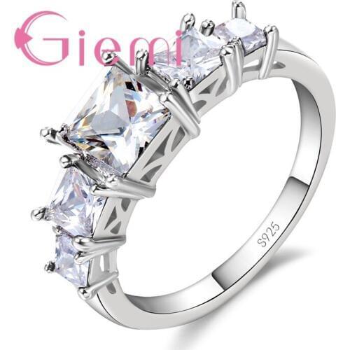 High-End Full Austrian Crystal Jewelry Fashion Geomotric Rings for Women 925 Sterling Silver Wedding Party Bijoux Anel