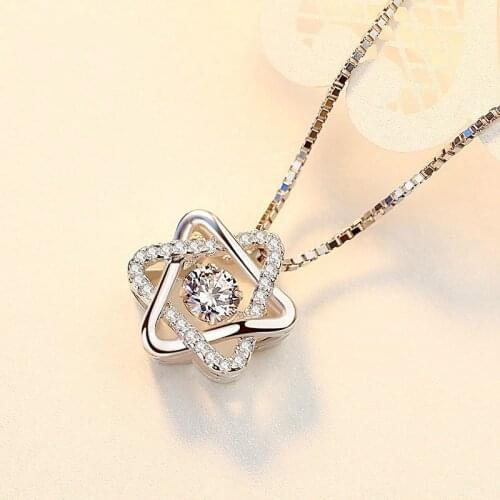 Womens S925 Sterling Silver Necklace with AAA Zircon Pendant Engagement Wedding Gifts Jewelry Necklace Wholesale