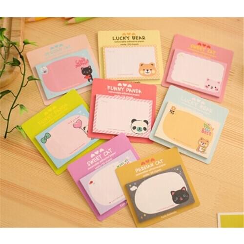 2 Pcs Cute And Convenient Cartoon Animal Sticky Note Memo Pad Notebook Stickers Label Stationery Gift Sells Random