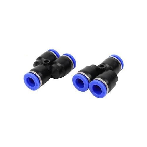 Air Piping 3 Ways 8mm to 8mm Y Shaped Coupler Tube Quick Joint Fittings 2 Pcs