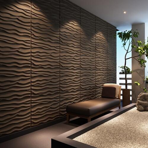 3D Wall Panels Plant Fiber Wave Tiles Brick Wallpaper For Wall Decoration Board