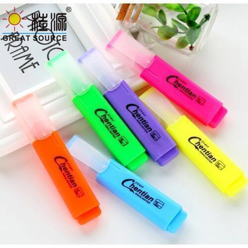 6 Colors Highlighter Oblique Tip Fast Drying Mark Pen Not Easy to Fade 6pcs Per Box (15 Sets)