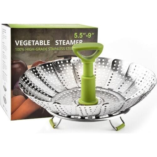 9 Inch Stainless Steel Folding Steamer Water Filter Tray Steamer Steamer Retractable Lotus Folding Steamer Fruit Vegetable Tray