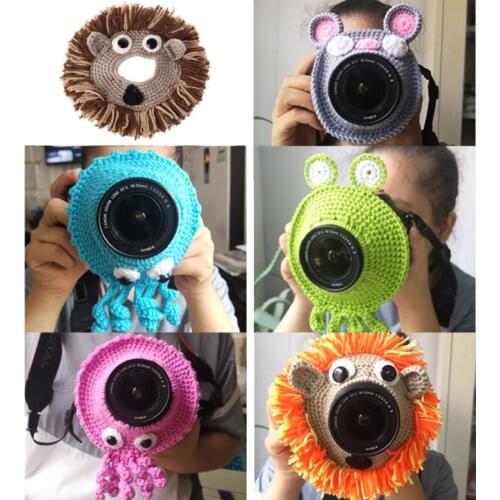 HUYU Animal Camera Buddies Lens Accessory for Child/Kid/Pet Photography Knitted Lion Octopus Teaser Toy Lens Posing Photo Props
