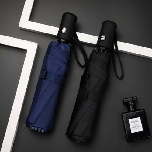 Automatic Folding Umbrella Windproof Rain And Big Black Fashion Business Umbrella Gift Men Women Windproof Male Parasol