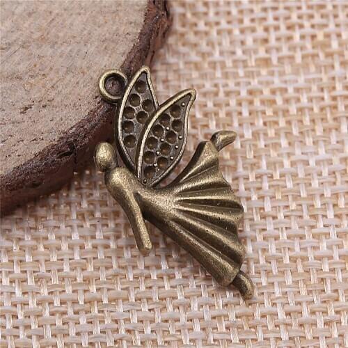 Free shipping 40pcs 28x18mm antique bronze angel charms diy retro jewelry fit Earring keychain hair card pendant accessories