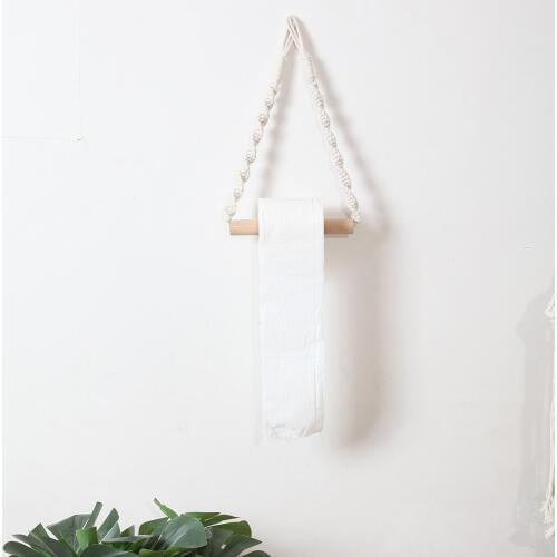 Nordic Bohemian Paper Towel Holder Tapestry Macrame Wall Hanging Room Decor Bathroom Hotel Homestay Toilet Storage Dispenser 1pc