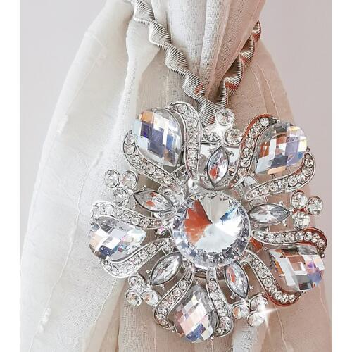 Big Diamond Curtain Tieback Home Decor Crystal Flower Curtain Holder Tensile Spring Steel Wire Belt Magnet Curtain Accessories