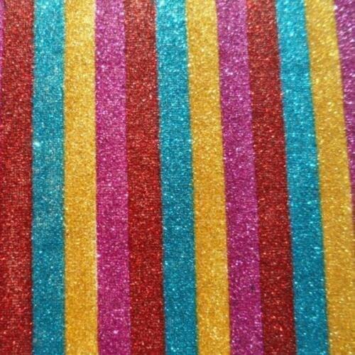 Four-color spell color stripe Glitter PU shoe fabrics quality power glitter cloth fabric material wholesale