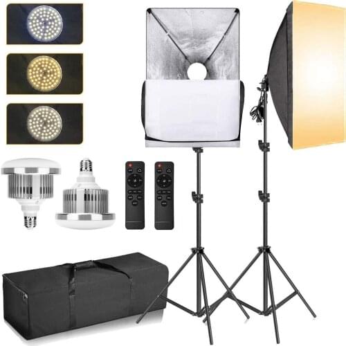 2X85W 3200K-5500K Bi-Color Dimmable LED 50x70cm Softbox Continuous Light Studio Equipment for Portrait Product Fashion Shooting