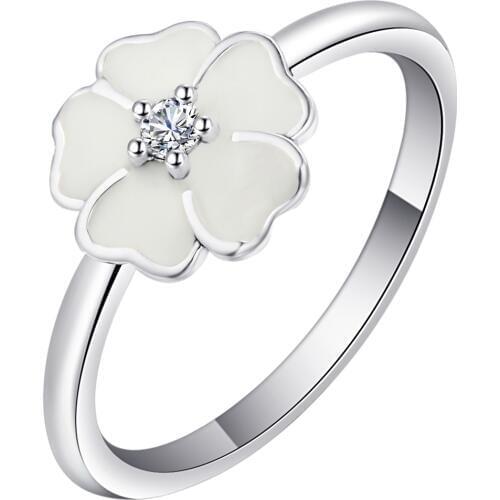 Hainon Silver Color Charming Rings for Women 2019 New Arrival Beautiful Cute Flower finger Rings for Women Weddings Gifts