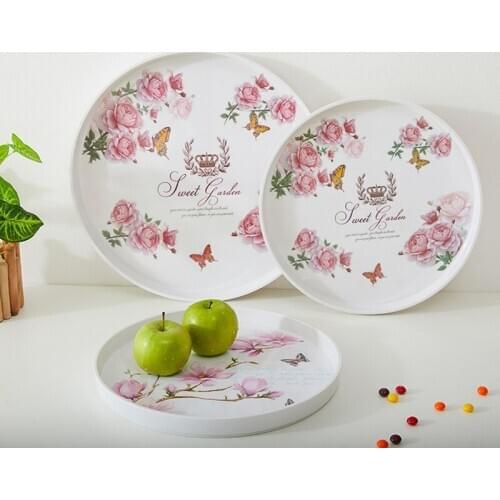 Round Storage Tray-Tea tray-Fruits Plate-Cake Dish-Flower Tray for Party/Hotel/Thickened tray for Snacks