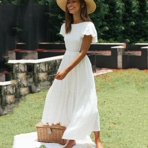 MosiMolly 2021 Trendy White Dress Women Backless cotton daydress female vestidos midi dress