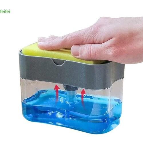 Dish Soap Dispenser for Kitchen,Liquid Soap Dispenser,Kitchen Soap Dispenser with Sponge Holder,Sponge Caddy,Soap Pump Dispenser