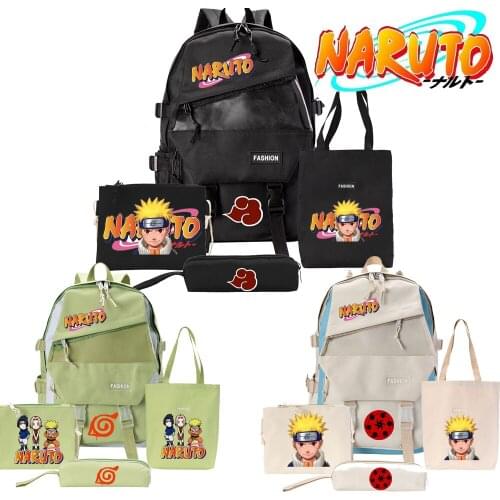 NARUTO School Bag Four-piece Set Pencil Case School Bag Tote Bag Shoulder Bag Unisex Universal Christmas Children Day Gift