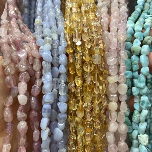 Natural Larimar Citrine Agate Morgan Rose Quartz Beads Irregular DIY Loose Beads For Jewelry Making Beads Bracelet Necklace