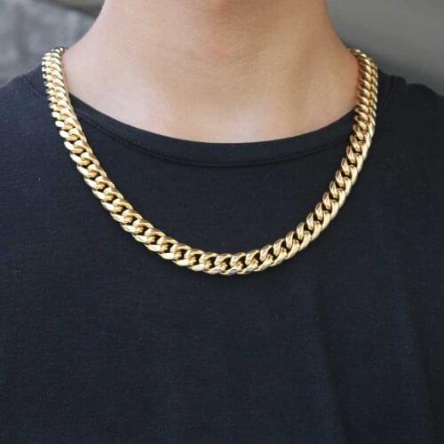 Stainless steel 12mm Miami Cuban Chain 18k Gold