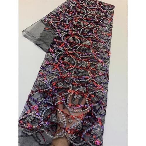 The new exquisite multi-color sequined line pattern embroidery, French tulle lace, suitable for womens skirt design fabric